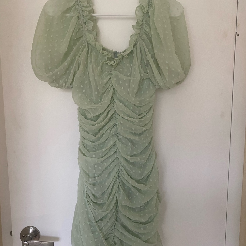 Boohoo Mint Green Ruched Dress - Picture 2 of 3